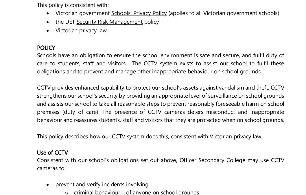 CCTV-Policy-16.11.2020 - Officer Secondary College